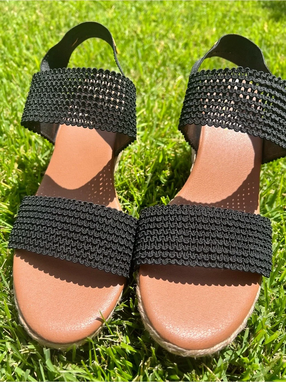 Tommy Bahama Espadrilles Black Mesh Wedges Beachy Coastal 9 Preppy Boho
